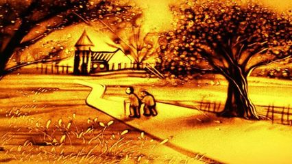 点石沙画献给重阳节的礼物 《当你老了》沙画演绎敬老深情